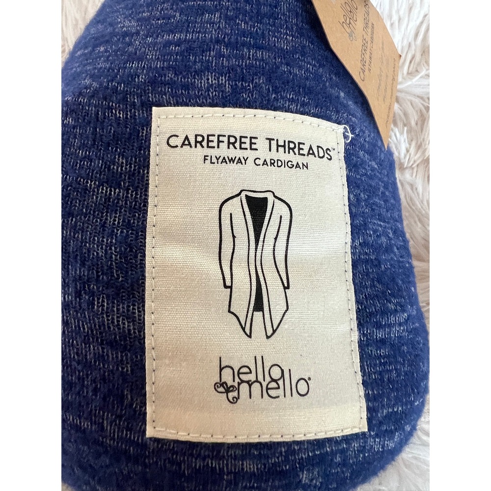 Hello Mello Carefree Threads Flyaway Cardigan Womens XL Blue Marl Travel Pouch - Picture 8 of 13